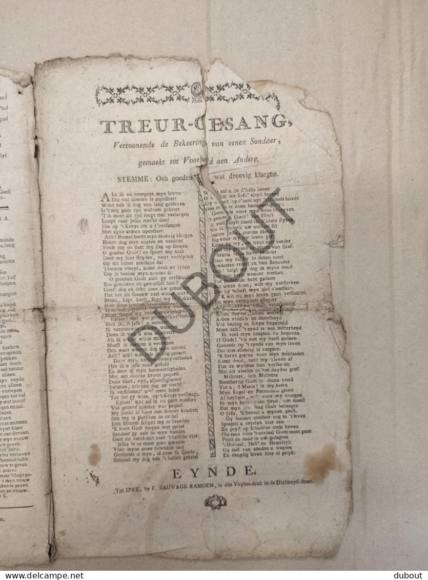 Ieper/Maastricht  - Marktlied - Beleg Van Maastricht - Druk Sauvage-Ramoen, Ieper - 1830? (V3142) - Historical Documents