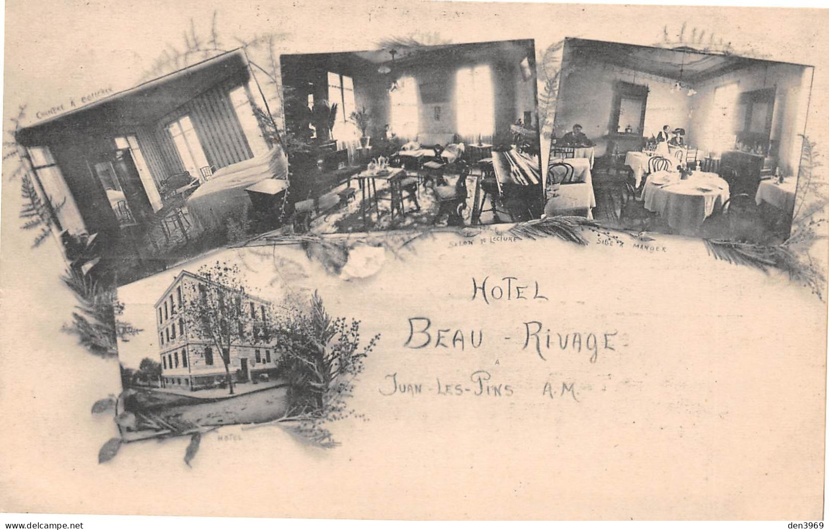 JUAN-les-PINS (Alpes-Maritimes) - Hôtel Beau-Rivage, F. Menudier - Publicité Au Verso (2 Scans) - Juan-les-Pins