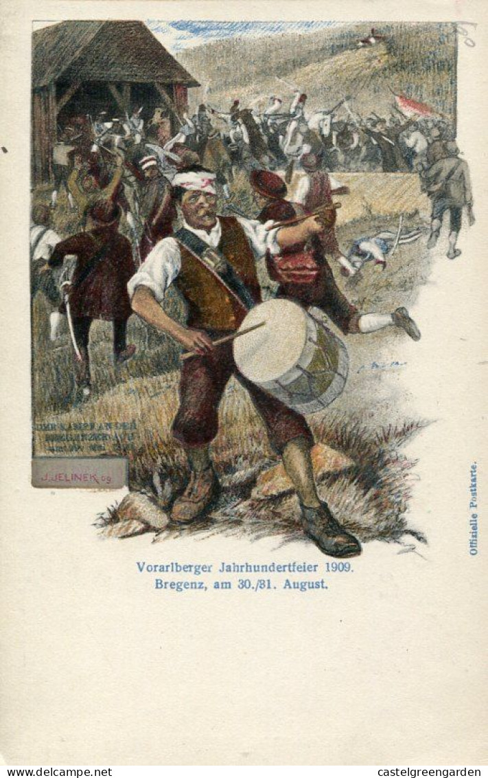 X0581 Austria,stationery Card Offizielle Festpostkarte 1909 Voralberger Jahrhunderstfeier Bregenz,drummer,schlagzeuger - Briefe U. Dokumente