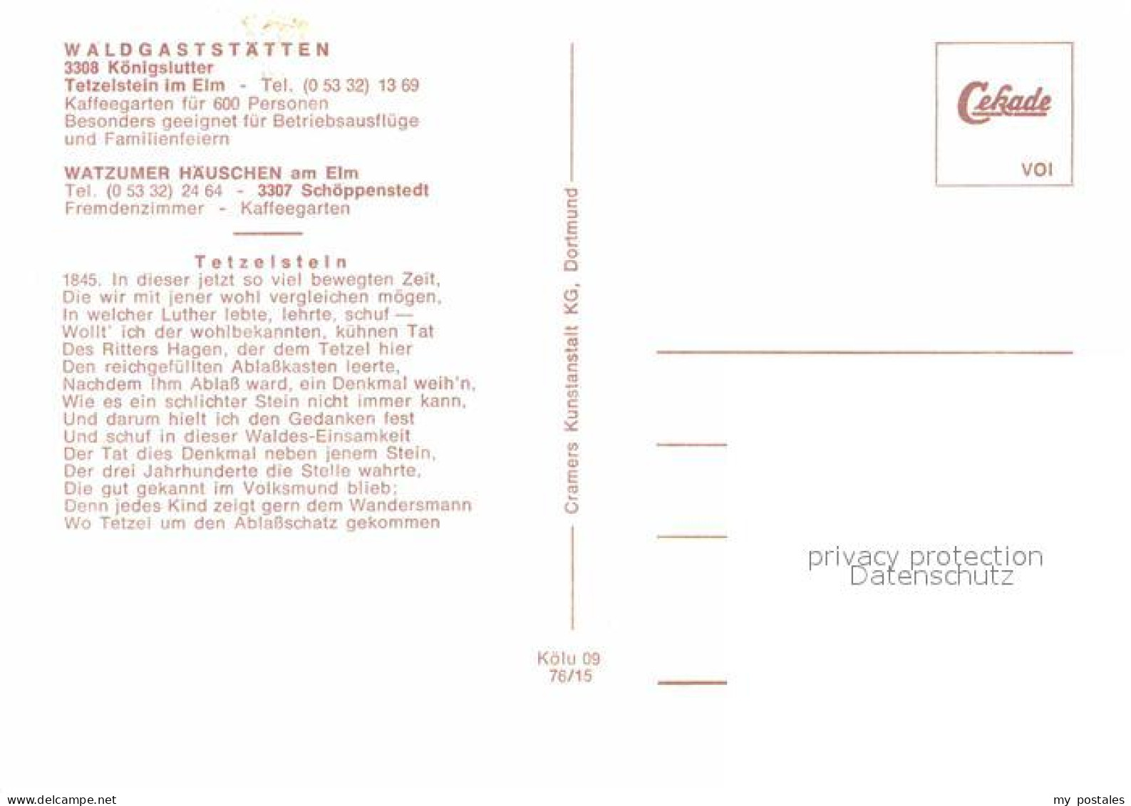 72691372 Koenigslutter Elm Waldgaststaetten Tetzelstein Koenigslutter Am Elm - Koenigslutter