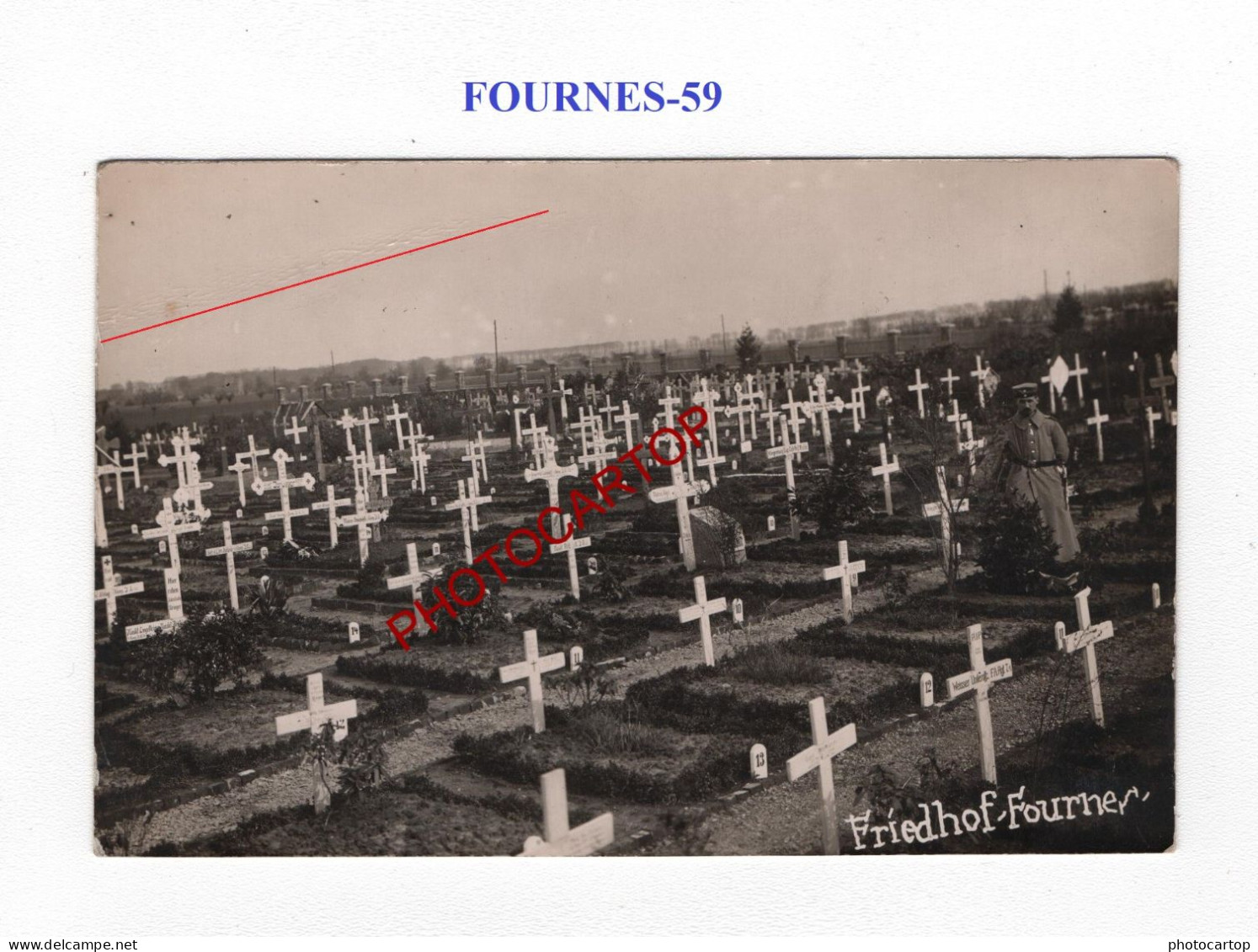 FOURNES-59-Tombes-Cimetiere-CARTE PHOTO Allemande-GUERRE 14-18-1 WK-MILITARIA- - Cimetières Militaires