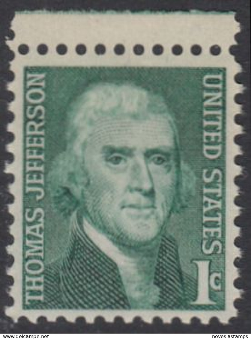 !a! USA Sc# 1278 MNH SINGLE W/ Top Margin - Thomas Jefferson - Ongebruikt