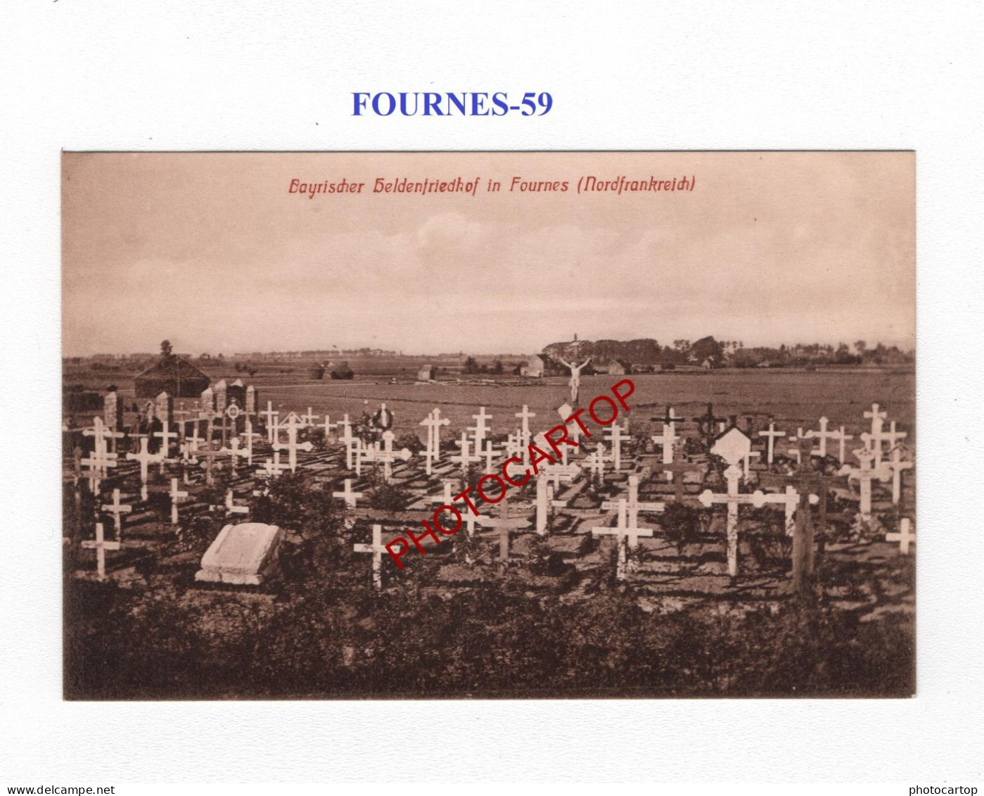 FOURNES-59-Tombes-Cimetiere-CARTE Imprimee Allemande-GUERRE 14-18-1 WK-MILITARIA- - War Cemeteries