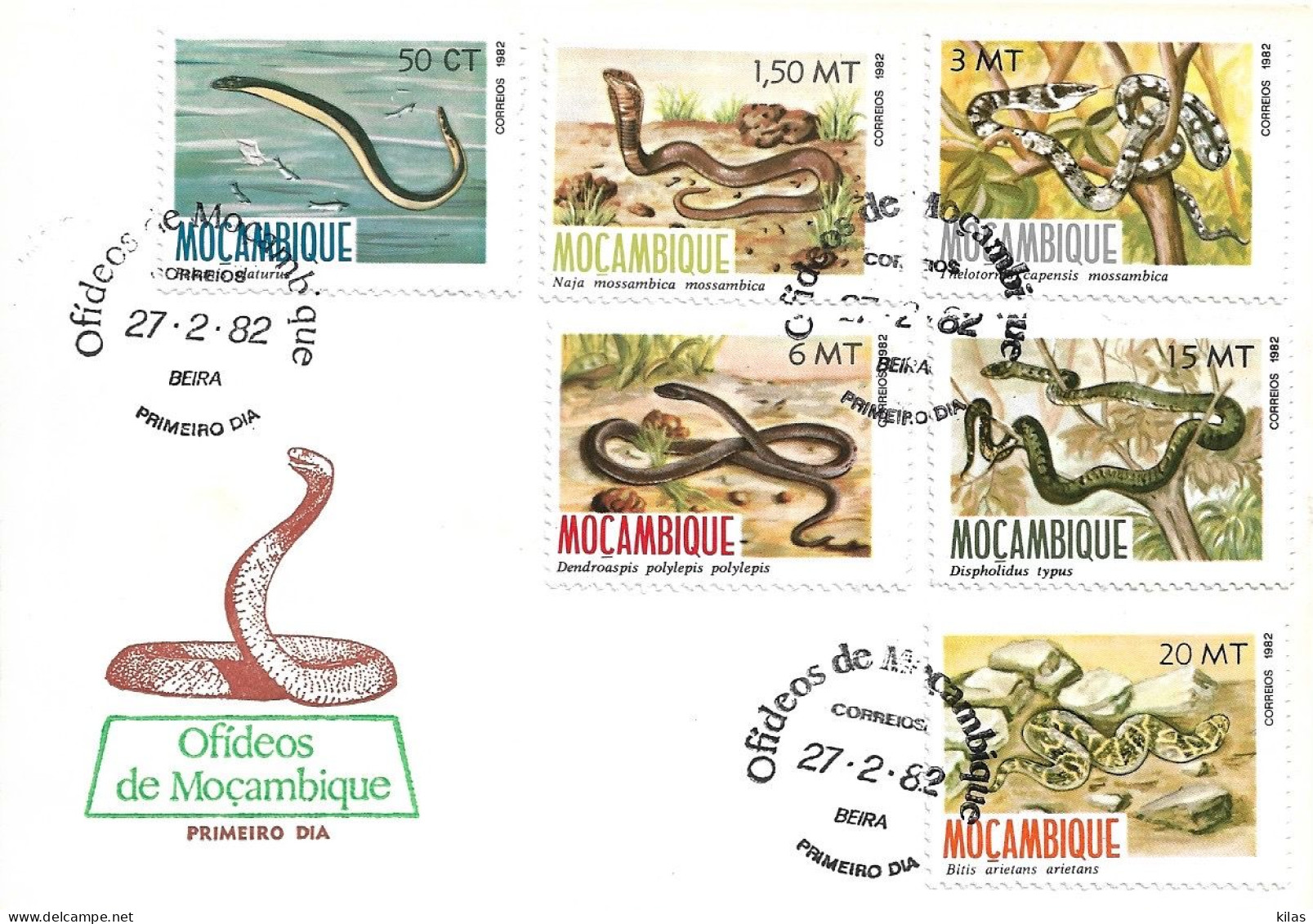 MOZAMBIQUE 1982 Snakes FDC - Snakes