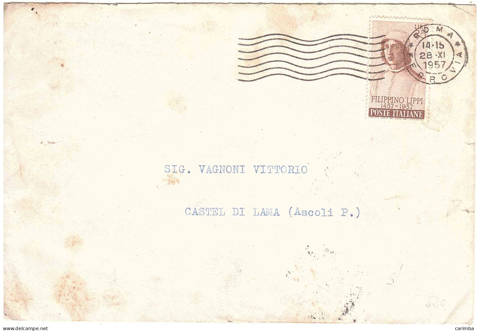 1957 L.25 FILIPPINO LIPPI - 1946-60: Poststempel