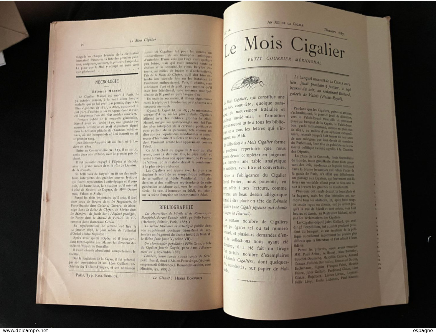 Les Mois Cigalier De L'année 1887 , Bulletins De La Cigale Qui Réunissait à PAris Les Poètes Du Midi Dont Paul Arène - 1801-1900