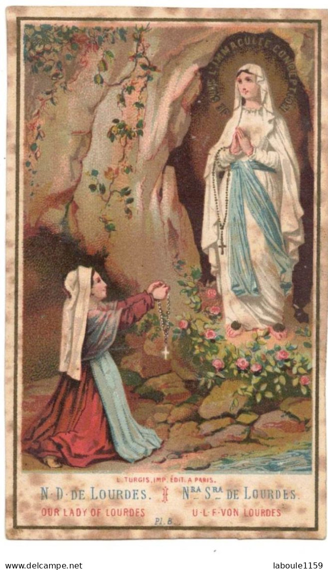 SOUVENIR PIEUX NOTRE DAME DE LOURDES IMAGE PIEUSE CHROMO HOLY CARD SANTINI - Images Religieuses
