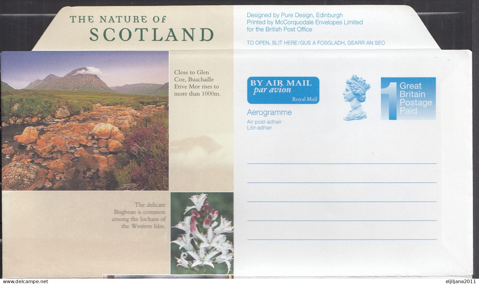 Great Britain - GB / UK, QEII 1997 ⁕ BY AIR MAIL Aerogramme, Royal Mail, The Nature Of SCOTLAND ⁕ Unused Cover - Luftpost & Aerogramme