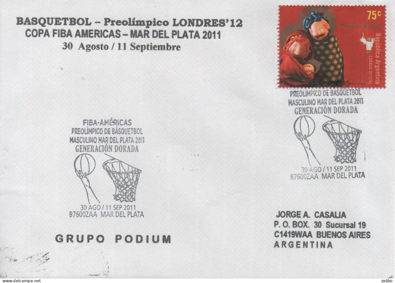 Argentina,  Basketball, FIBA Americas Preolympic Tournament, Mar Del Plata 2011 ( London Olympic 2012 ) (2) - Baloncesto