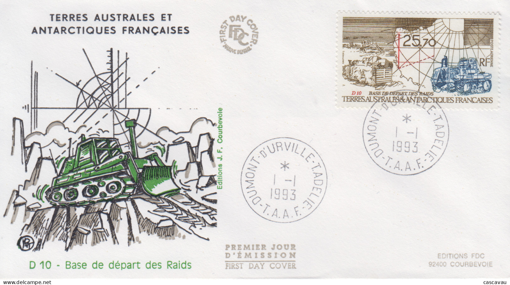 Enveloppe   FDC   1er  Jour   T.A.A.F    D 10    Base  De   Départ  Des  Raids    1993 - FDC