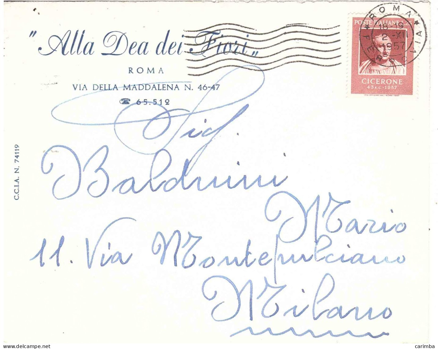 1957 L.25 CICERONE - 1946-60: Poststempel
