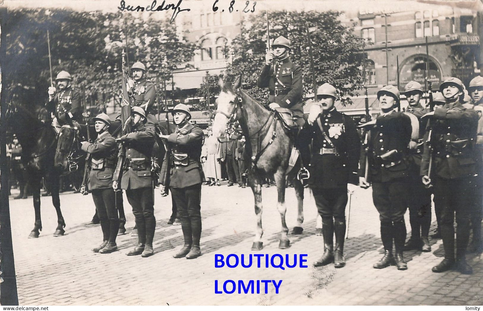 Militaire Dusseldorf 1923 Troupes Occupation Française Cérémonie Remise Du Drapeau Des Chasseurs CPSM PF - Duesseldorf