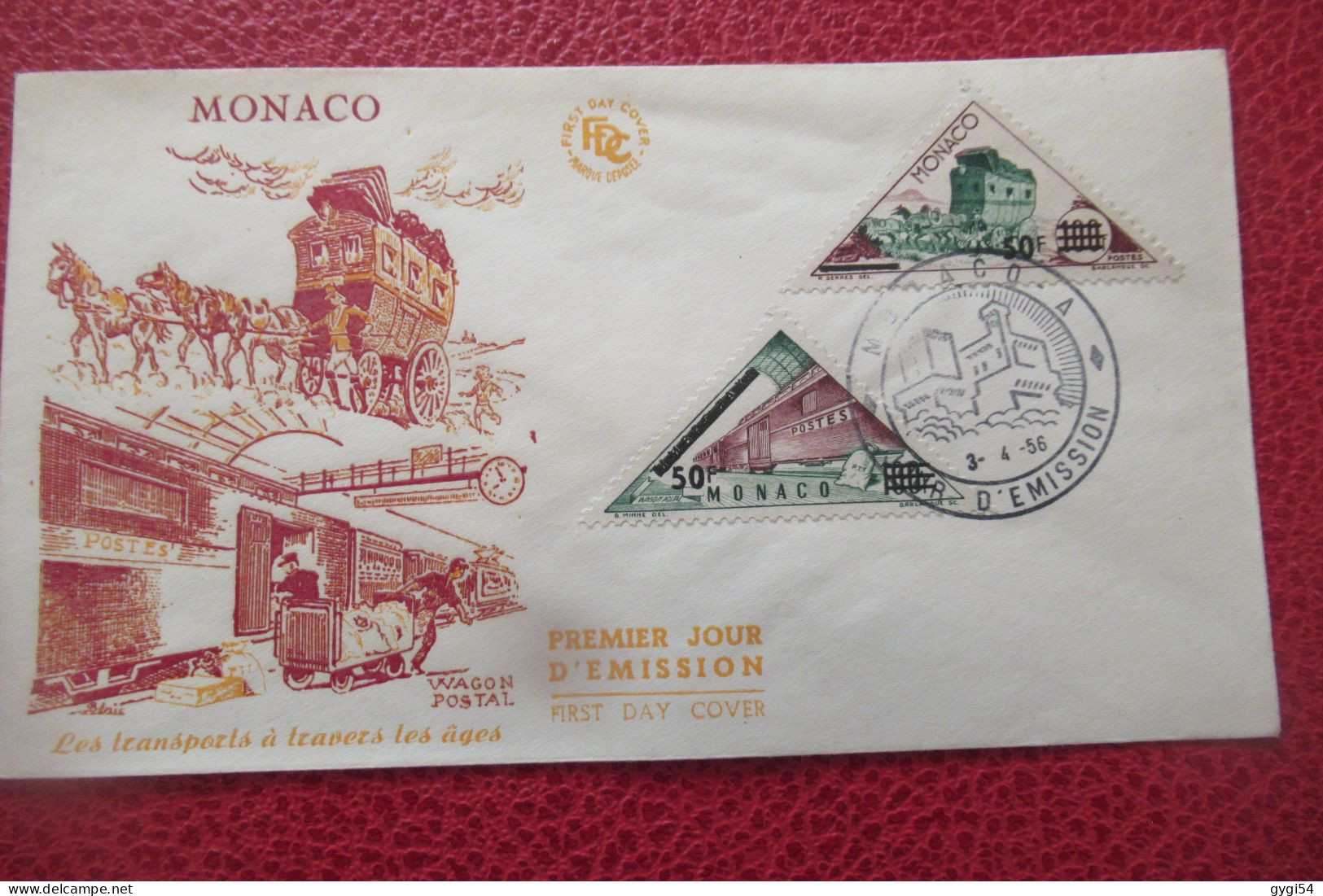 MONACO  FDC 1956  Transports à Travers Les Ages - FDC