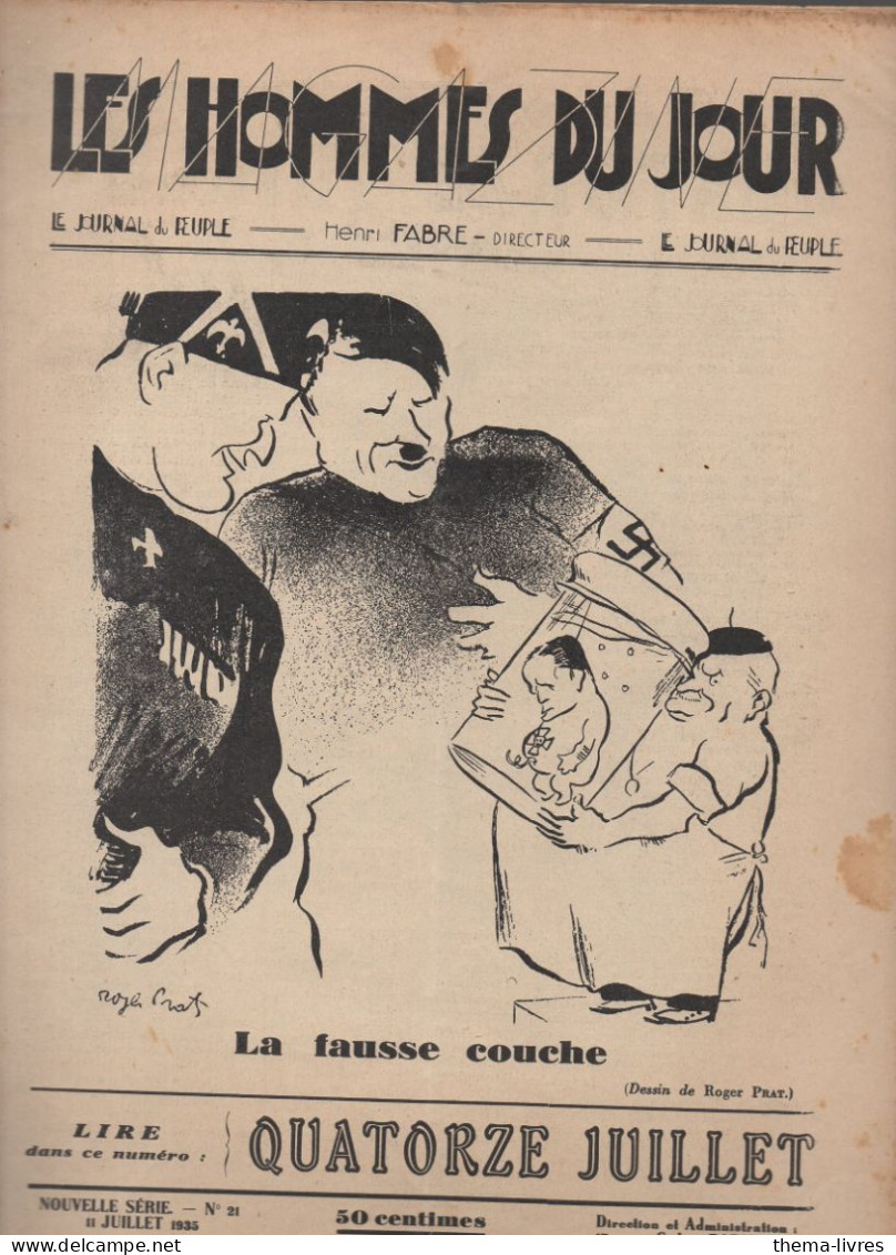 Revue LES HOMMES DU JOUR  N°N21 Juillet 1935 Caricature De Roger PRAT : HITLER ET MUSSOLINI (CAT1082 N021)) - 1900 - 1949