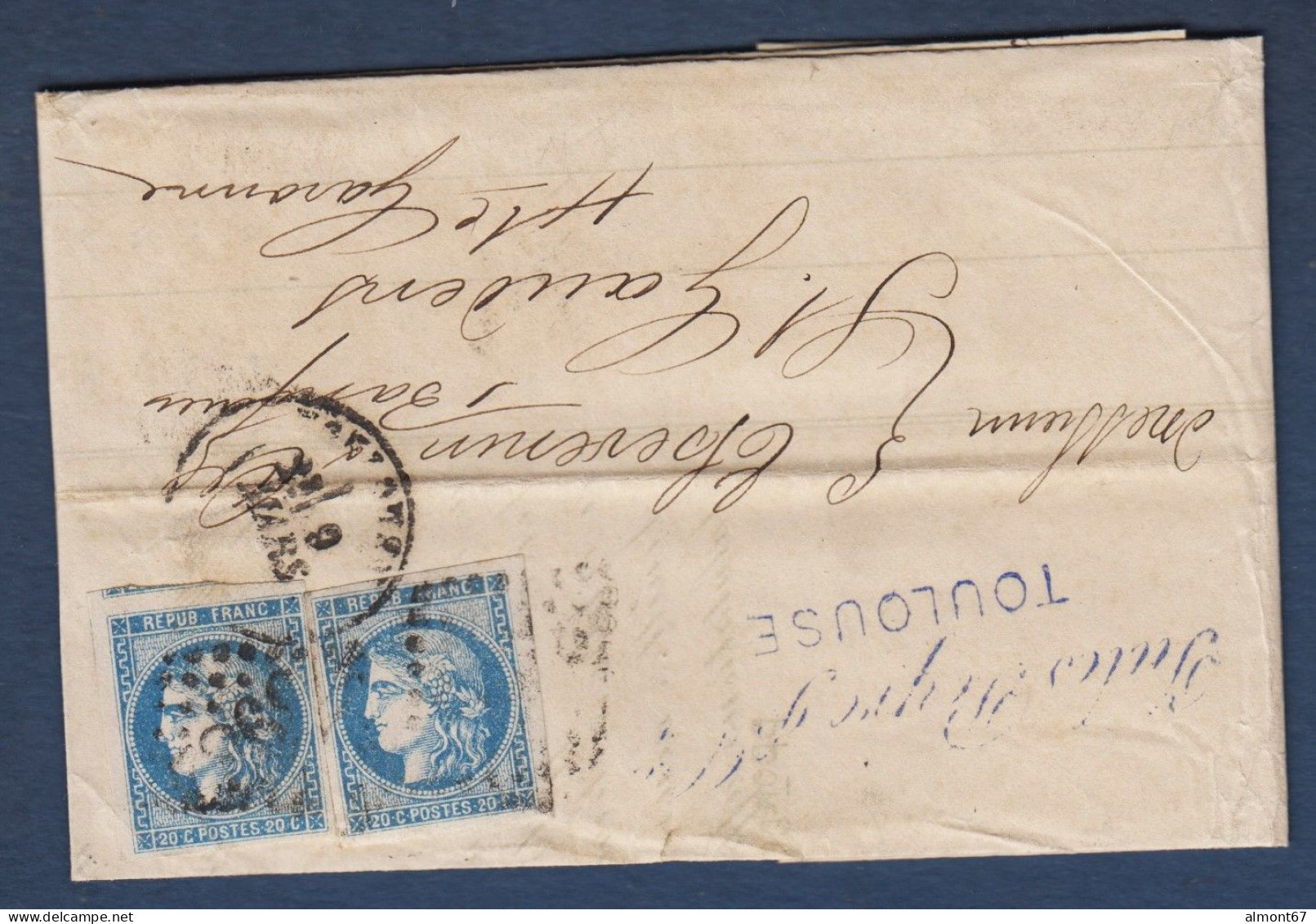 Bordeaux N° 46B  X 2 Sur Lettre De Toulouse - - 1870 Bordeaux Printing