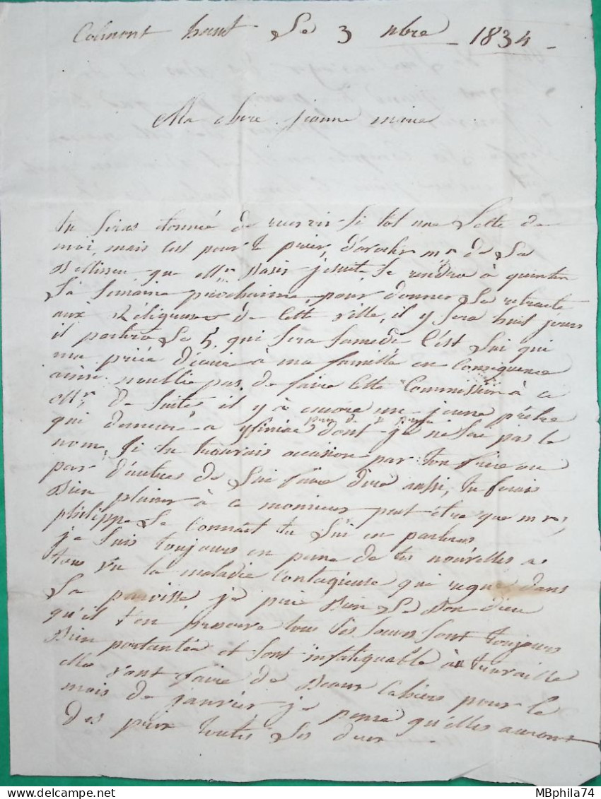 CAD TYPE 13 VANNES MORBIHAN DECIME RURAL A IDENTIFIER POUR MONCOUTOUR COTES DU NORD 1834 LETTRE COVER FRANCE - 1801-1848: Vorläufer XIX