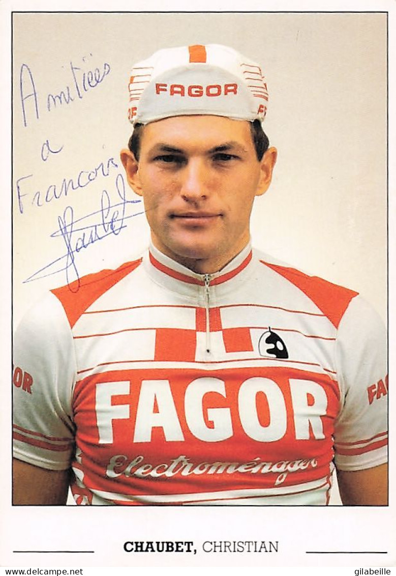 Velo - Cyclisme - Coureur Cycliste Christian Chaubet  - Team Fagor - Signé - Cyclisme