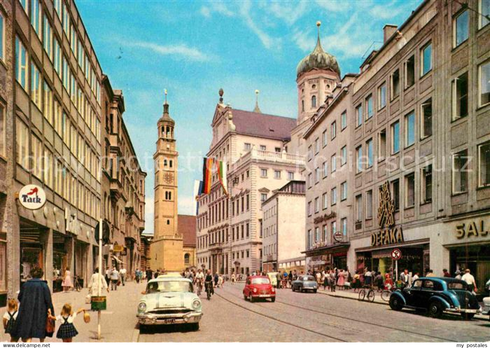 72687437 Augsburg Untere Maximilianstrasse Mit Rathaus Und Perlachturm Augsburg - Augsburg