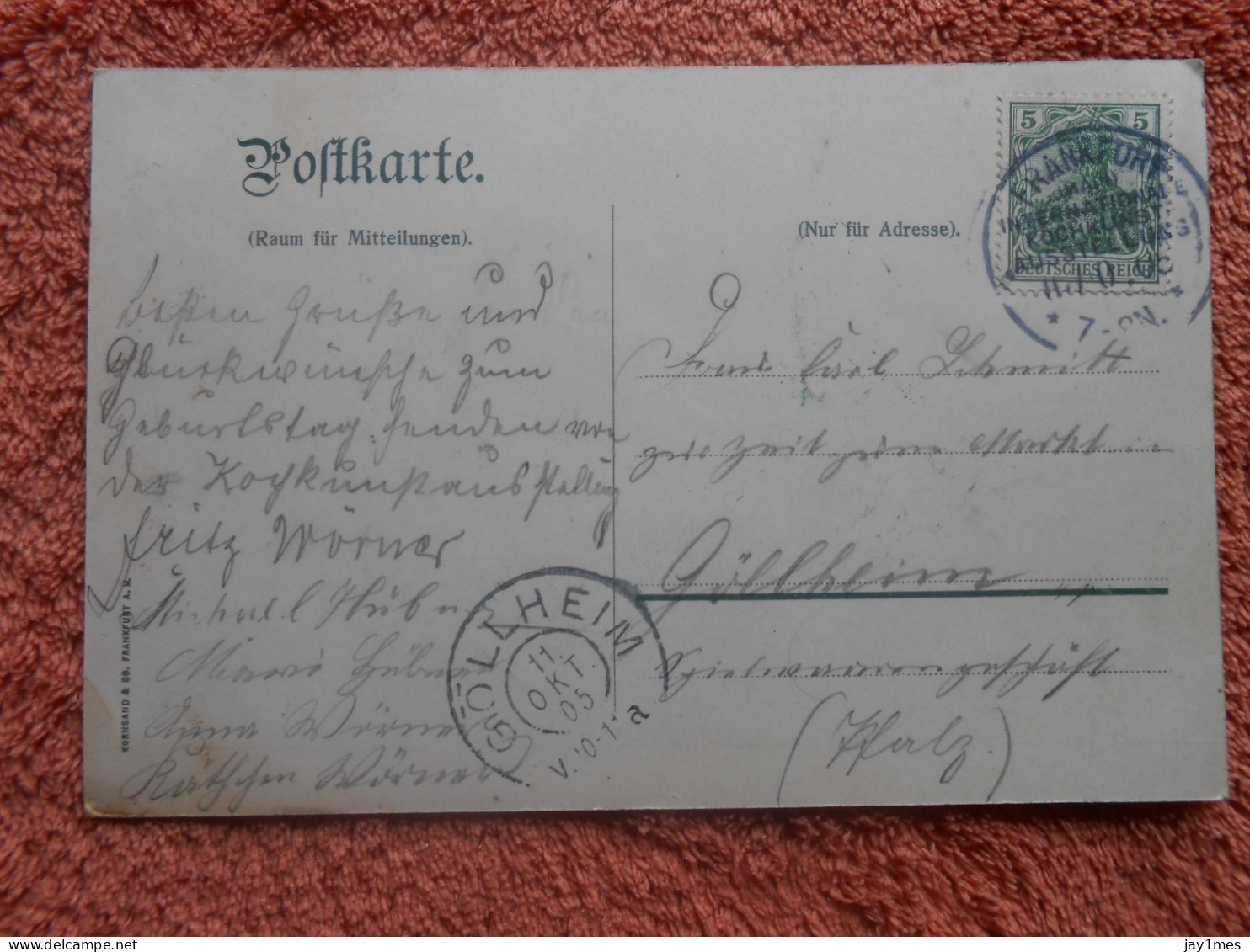 AK Franfurt A.Main INT . KOCHKUNST-AUSSTELLUNG 1905 Stempel Offizielle - Frankfurt A. Main