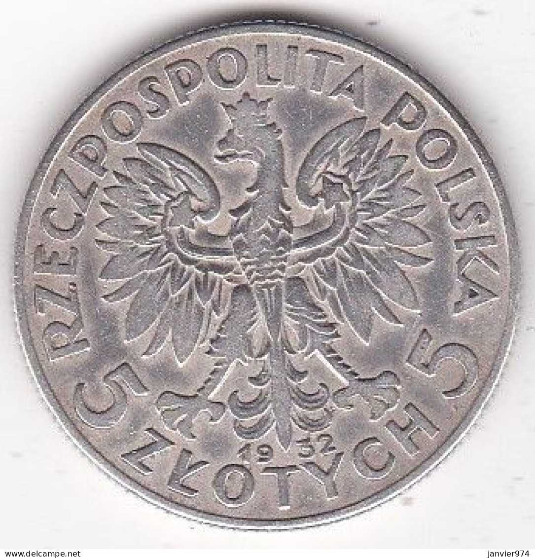 Pologne 5 Zlotych 1932 Londres,  Tête De Femme, En Argent, Y# 21 - Pologne
