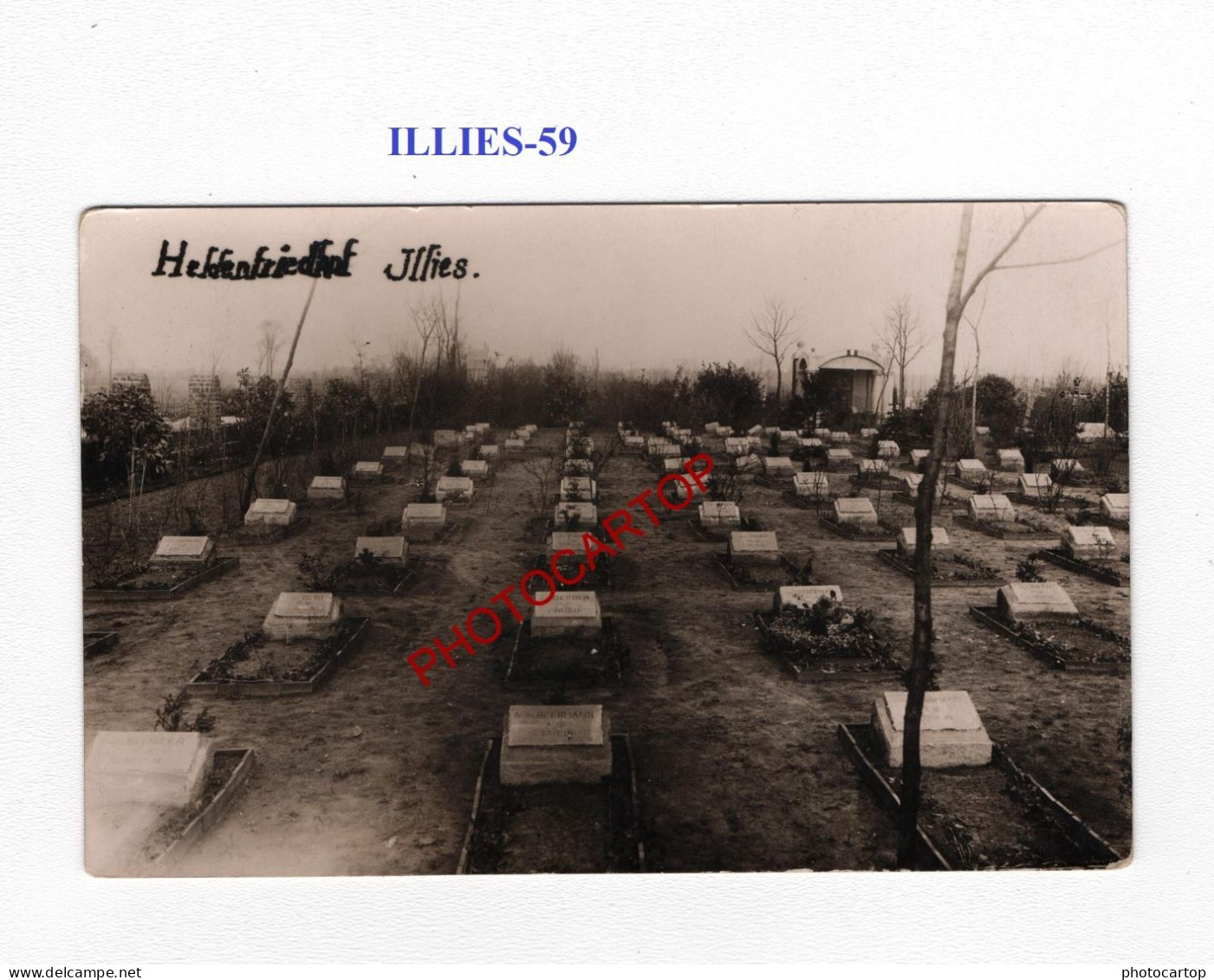 ILLIES-59-Tombes-Cimetiere-CARTE PHOTO Allemande-GUERRE 14-18-1 WK-MILITARIA- - War Cemeteries