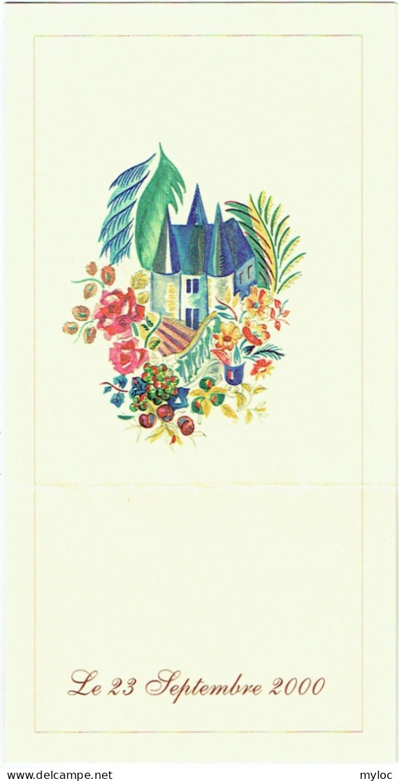 Menu Double. Illustrateur. Château Et Fleurs. Septembre 2000 - Menükarten