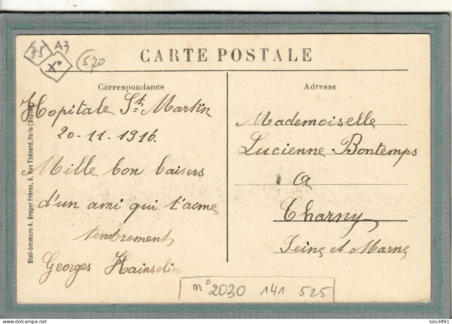 CPA (75)(X°) PARIS - Mots Clés: Hôpital Auxiliaire, Complémentaire, Militaire, MIXTE, Temporaire - 1916 - Santé, Hôpitaux