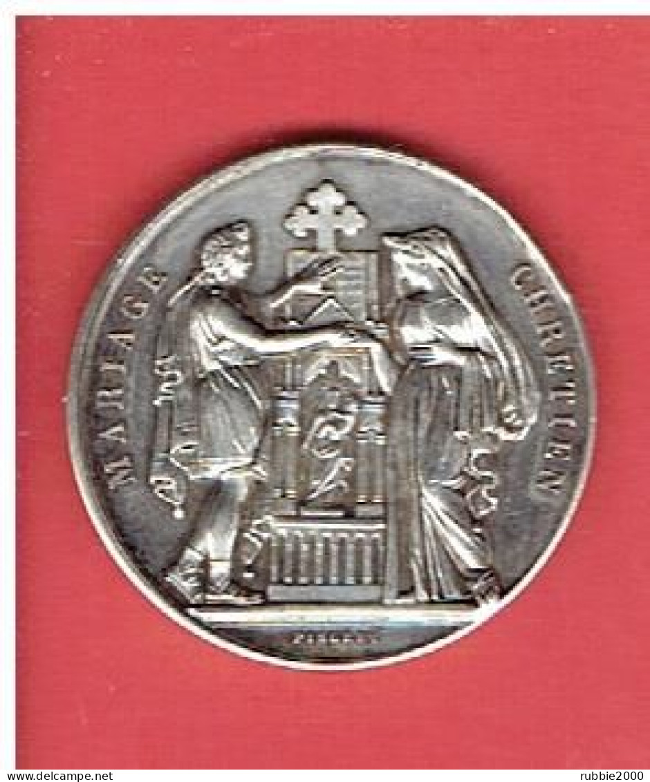 MEDAILLE EN ARGENT JUILLET 1887 MARIAGE CHRETIEN RAVIGNOT ET ROCHE - Altri & Non Classificati