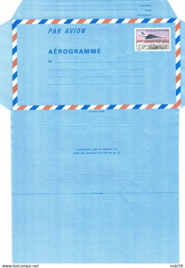 Lot De Six Aérogrammes Neufs Non Pliés, Dont Un De Monaco, Foulon, Concorde, Saint Exupéry, ATR72, Airbus A340 - Aérogrammes