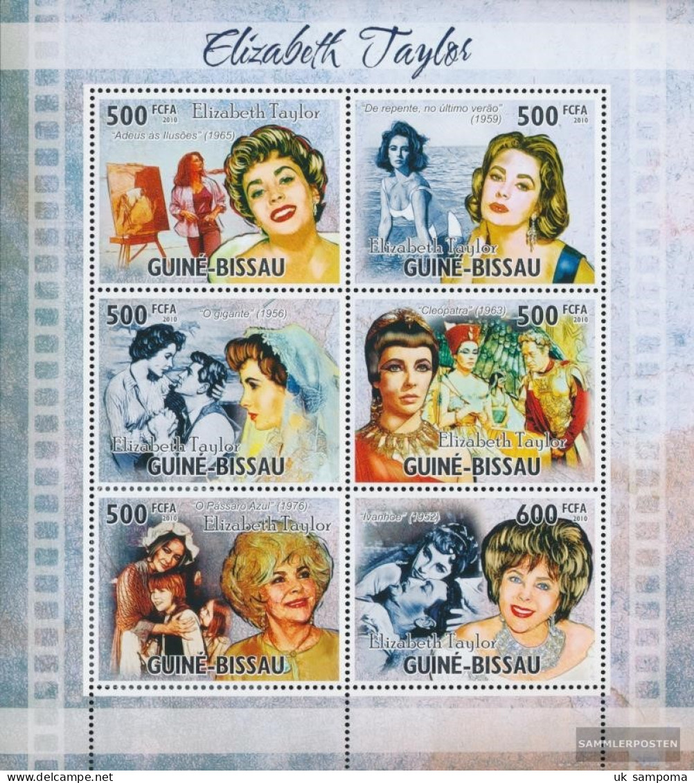 Guinea-Bissau 4835-4840 Sheetlet (complete. Issue) Unmounted Mint / Never Hinged 2010 Elizabeth Taylor - Guinea-Bissau