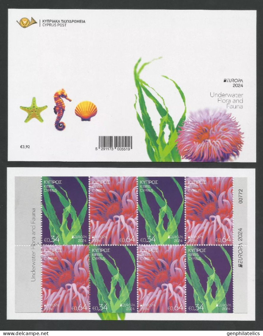 CYPRUS 2024 Europa CEPT. Underwater Fauna & Flora - Fine Booklet MNH - Unused Stamps