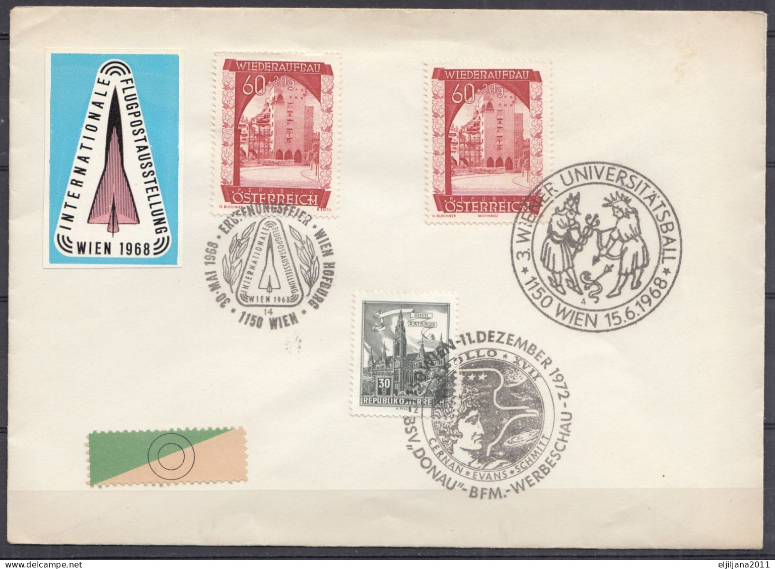 ⁕ Austria 1968 ⁕ WIEN - Nice Envelope With Commemorative Postmarks ⁕ FLUGPOSTAUSSTELLUNG - Covers & Documents