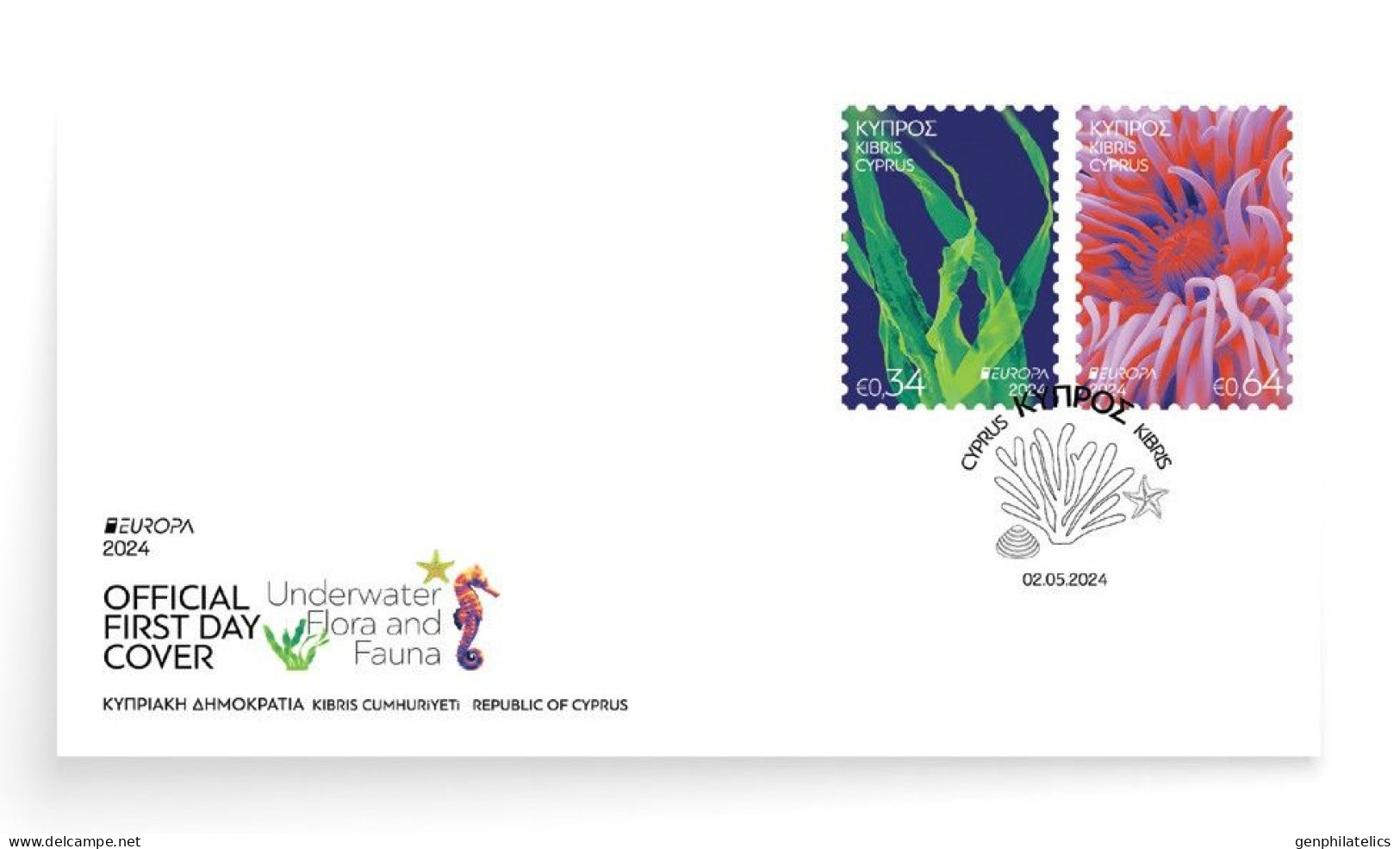 CYPRUS 2024 Europa CEPT. Underwater Fauna & Flora - Fine Set FDC - Unused Stamps