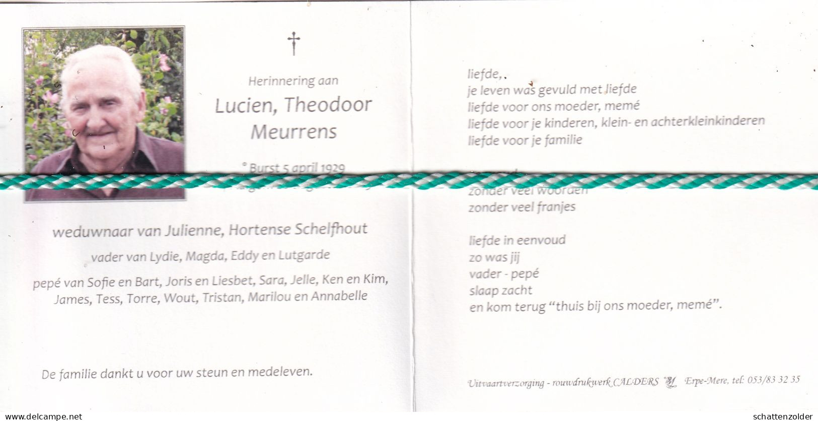 Lucien Theodoor Meurrens-Schelfhout, Burst 1929, Aaigem 2015. Foto - Décès