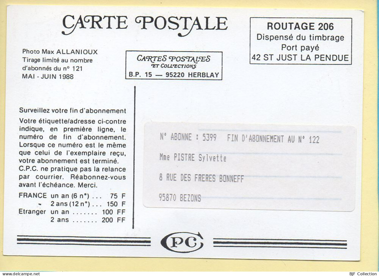 Photographe : Photo De Max ALLANIOUX / Carnac 56 – Août 1980 / CPC N° 121 / Tirage Limité / 1988 - Otros & Sin Clasificación