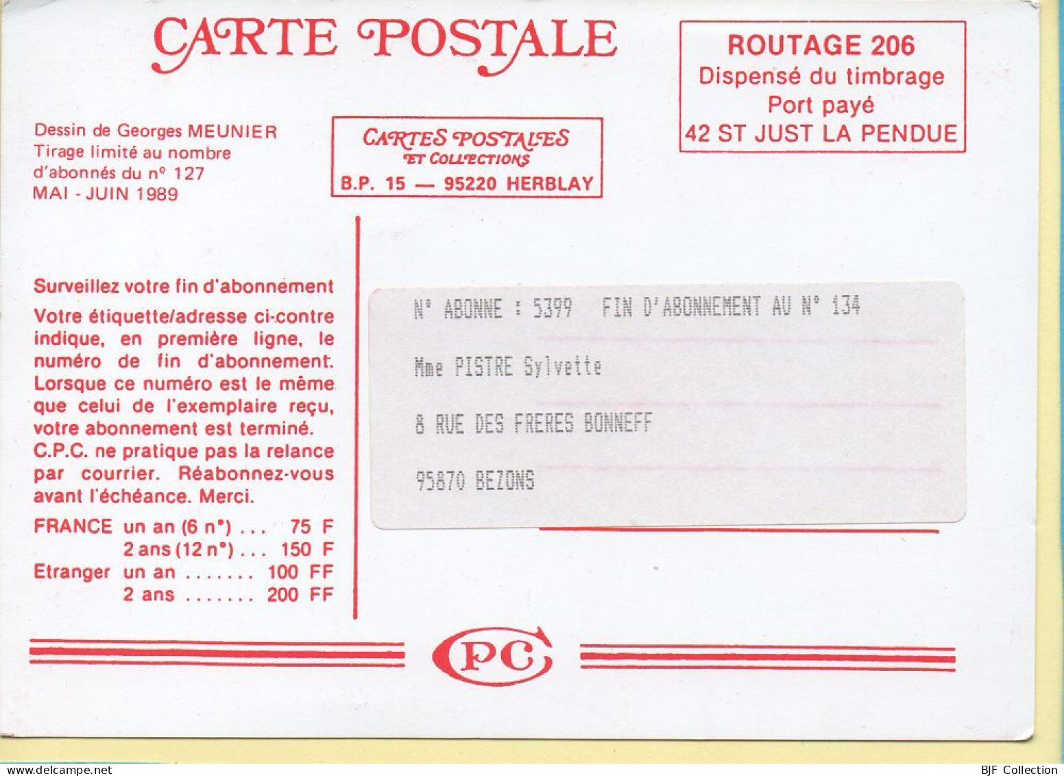 Illustrateur : Dessin De Georges MEUNIER / 2 Anges / Courrier Du Cœur / CPC N° 127 / Tirage Limité / 1989 - Meunier, G.