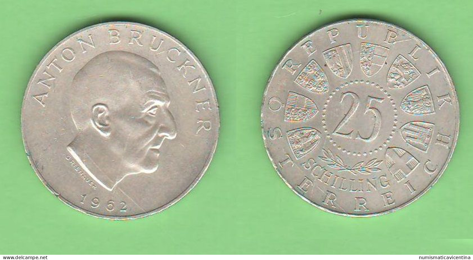 Austria Österreich 25 Schilling 1962 Anton Bruckner Silver Coin - Oesterreich