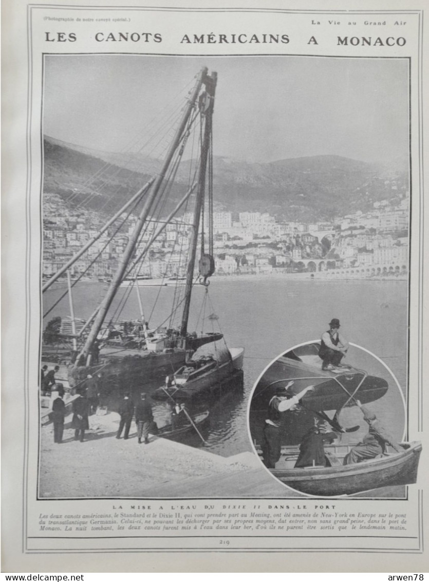 LA VIE AU GRAND AIR N° 550 /1909 WILLIE LEWIS SIX JOURS DE BERLIN MORT DE F RENAULT FOOTBALL MILITAIRE CANOTS A MONACO - 1900 - 1949