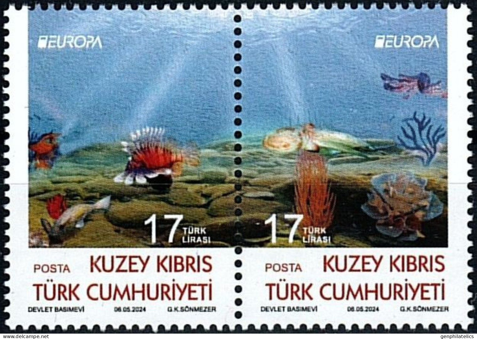 CYPRUS (Turkey) 2024 Europa CEPT. Underwater Fauna & Flora - Fine Set MNH - Nuovi