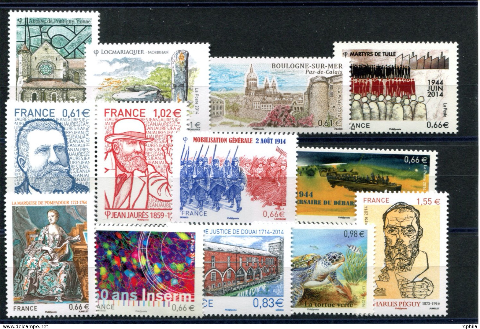RC 27655 FRANCE 2014 LOT DE TIMBRES EN EURO A LA FACIALE 10,12€ NEUFS ** MNH TB - Unused Stamps