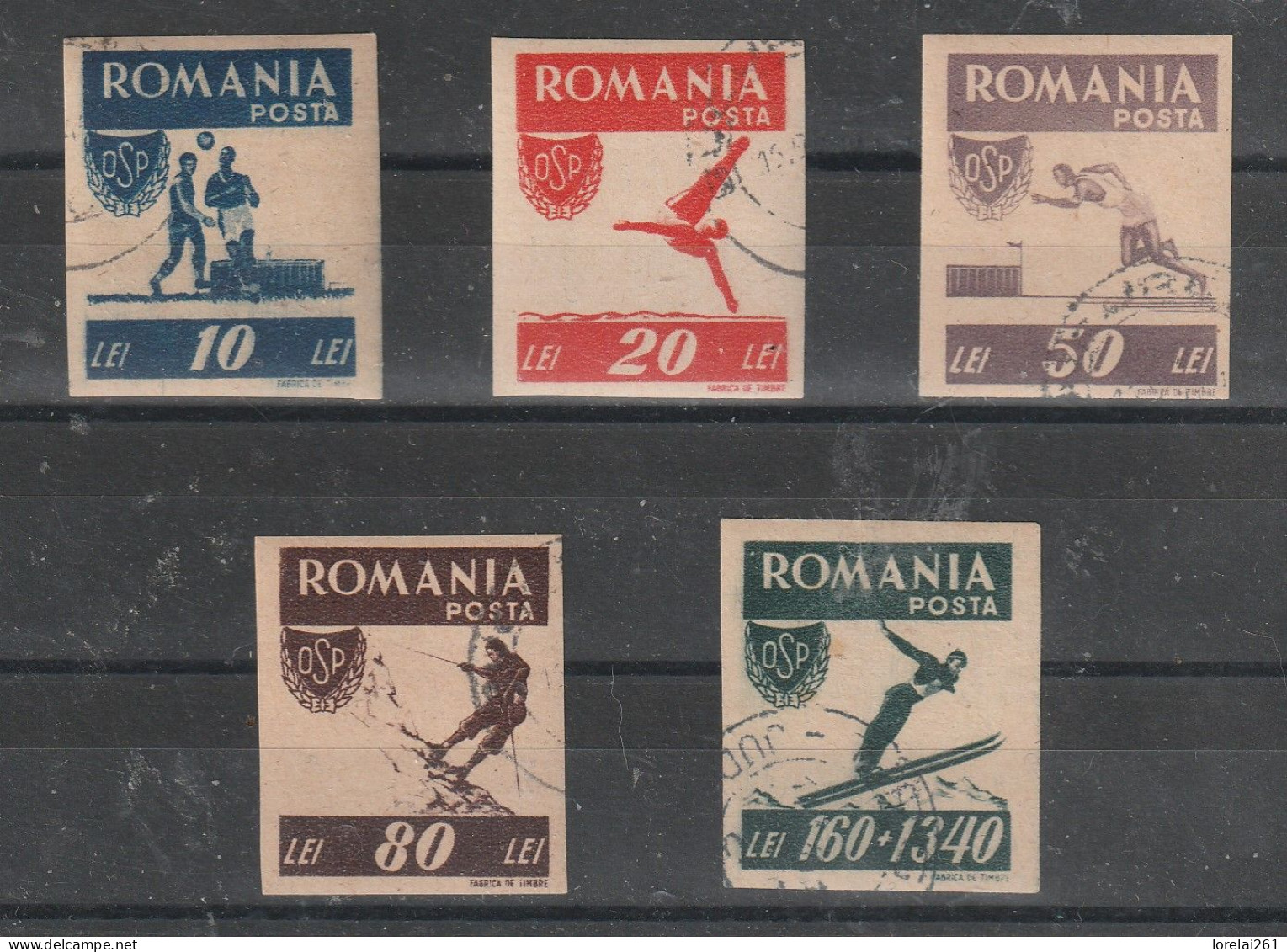 1946 - Sports Populaires O.S.P. Mi No 1000B/1004B - Usati
