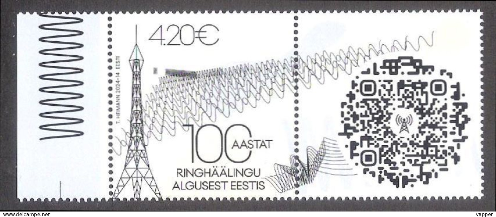 100th Anniv Of The First Radio Broadcast In Estonia 2024 MNH Stamp  Mi 1107 - Telekom