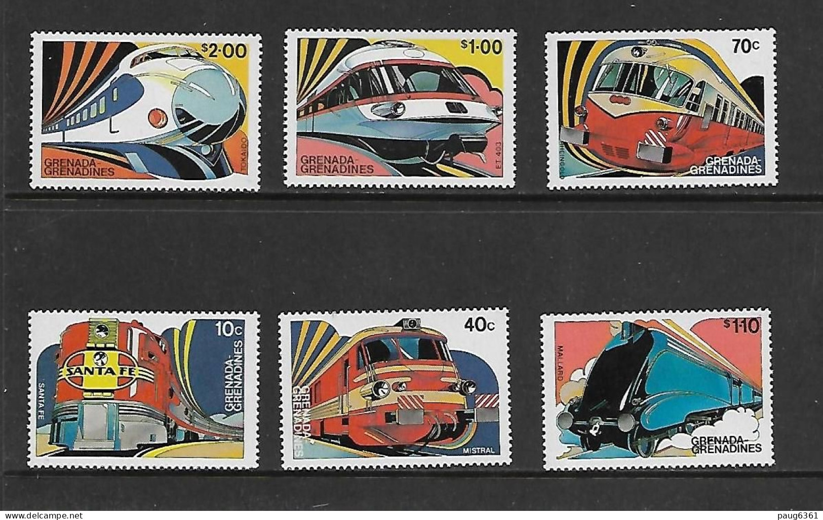 GRENADA-GRENADINES 1982 TRAINS  YVERT N°455/460 NEUF MNH** - Trains