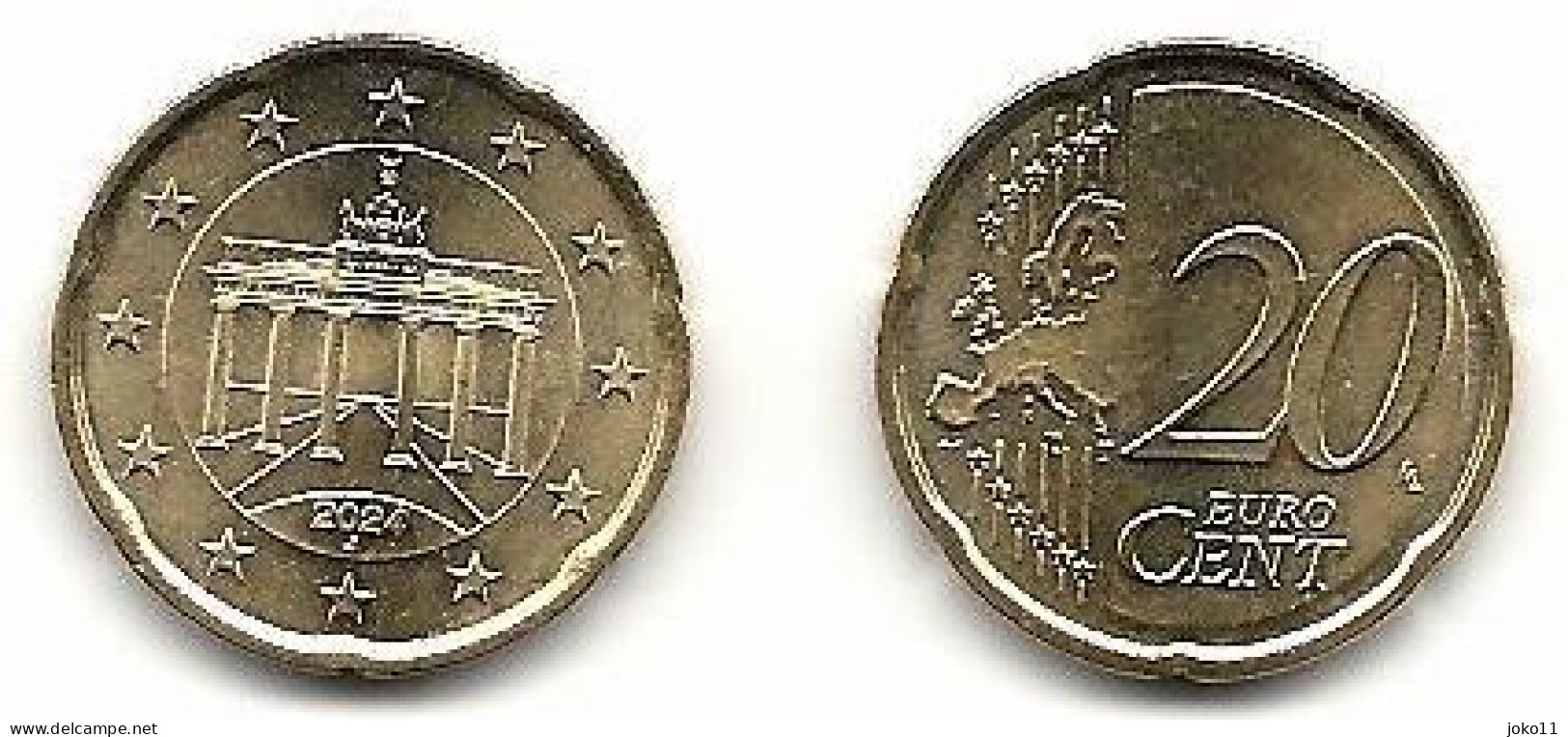 20 Cent, 2024,  Prägestätte (J),  Vz, Sehr Gut Erhaltene Umlaufmünzen - Allemagne