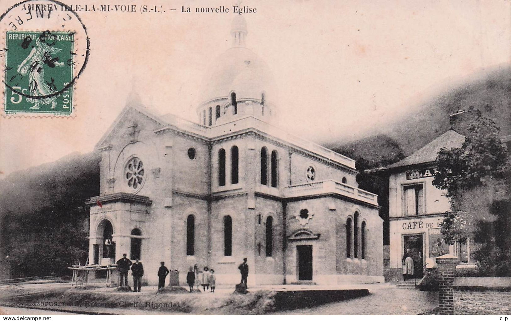 Amfreville La Mie Voie - La Nouvelle Eglise -  Café De La Place - CPA °J - Autres & Non Classés