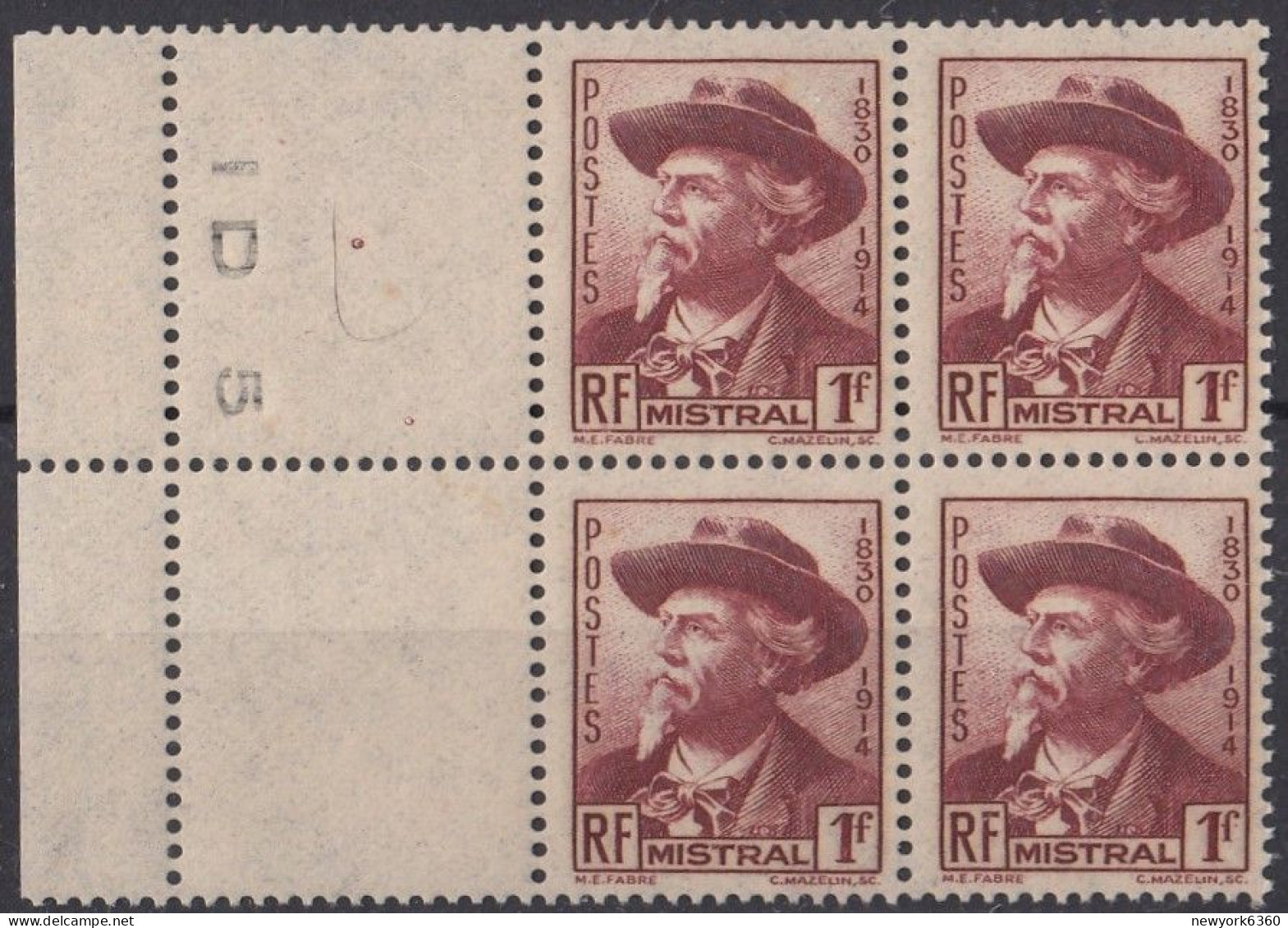 1941 FRANCE N** 495 MNH Bloc De 4 - Neufs