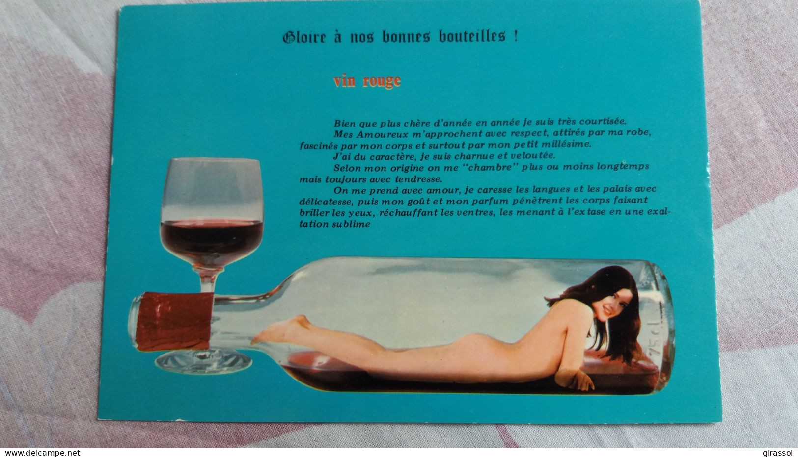 CPSM HUMOUR FEMME NUE DANS UNE BOUTEILLE DE VIN ROUGE ED LYNA SERIE 630/3 - Humour