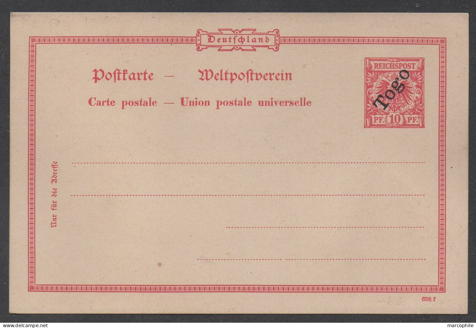 TOGO / 1898 # P2 GSK MIT DRUCKDATUM UND BUCHSTABE - ENTIER POSTAL AVEC DATE / KW 20.00 EURO - Togo