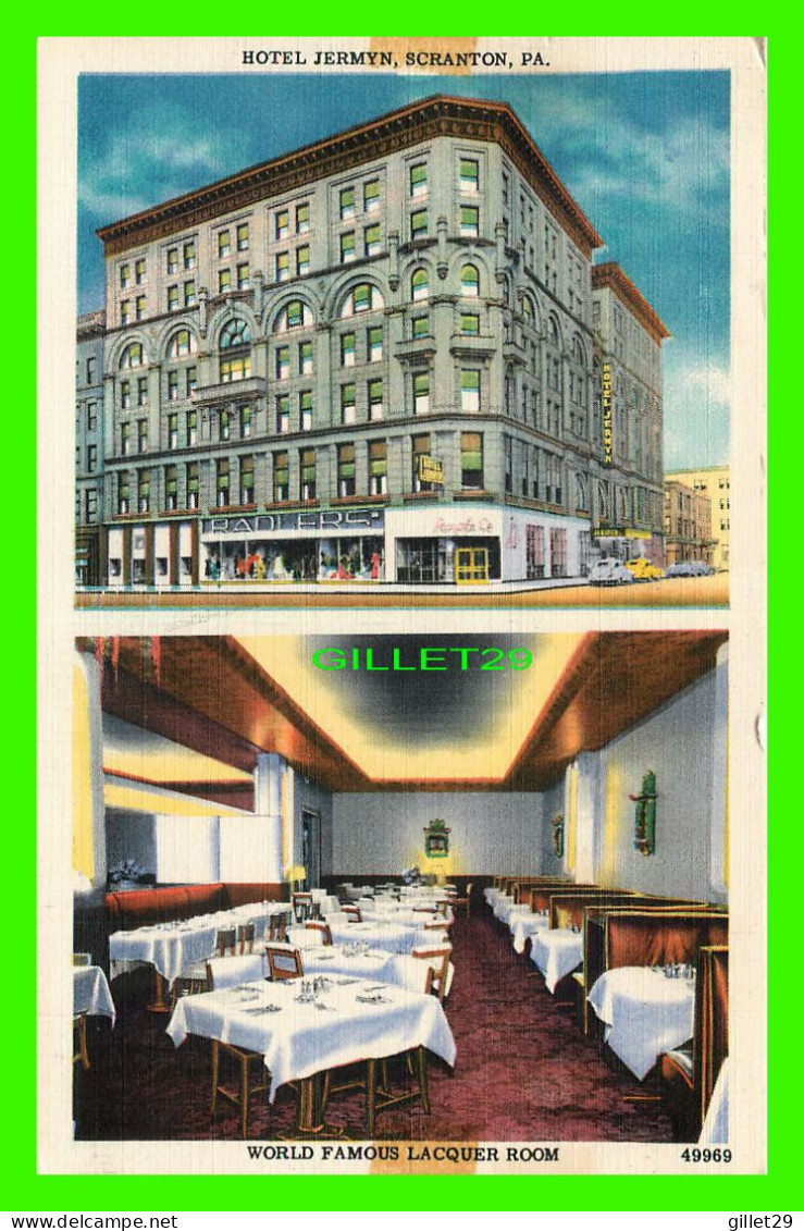 SCRANTON, PA - HOTEL JERMYN - 2 MULTIVUES - DINNING ROOM - TRAVEL IN 1953 - PUB. BY SCRANTON NEWS CO - - Other & Unclassified