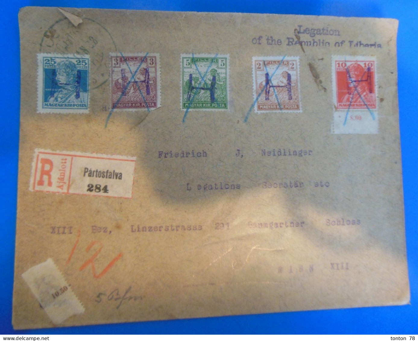 LETTRE RECOMMANDEE -  HONGRIE  -   -  SURCHARGE H  -  LEGATIONOF THE REPUBLIC OF LIBERIA IN RUSSIA  -  RECTO VERSO - Storia Postale